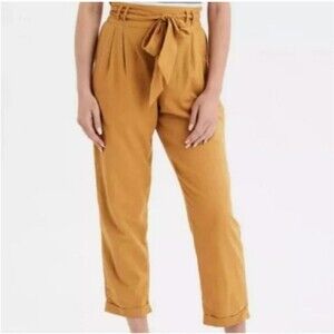 American Eagle Outfitters AEO Mustard Yellow Cotton Linen Blend Comfy Pants XS